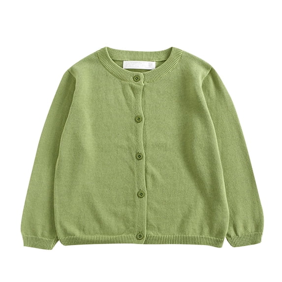 Girls Cardigan Sweater School Uniforms Long Sleeve Button Knit Solid Sweaters Tops Light Green 8