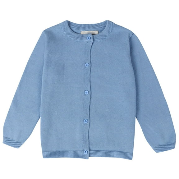 Girls Cardigan Sweater School Uniforms Long Sleeve Button Knit Solid Sweaters Tops Sky Blue 3