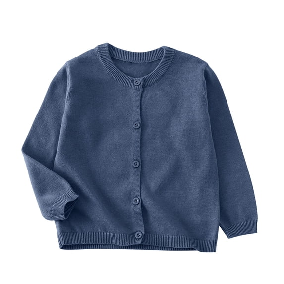 Girls Cardigan Sweater School Uniforms Toddler Boys Long Sleeve Button Down Lightweight Knit Sweaters Tops Navy, Size 5T