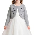 thumbnail image 1 of Girls Cardigan Sweater School Uniforms Toddler Long Sleeve Button Knit Solid Sweaters Tops Gray 3-4 Years, 1 of 6