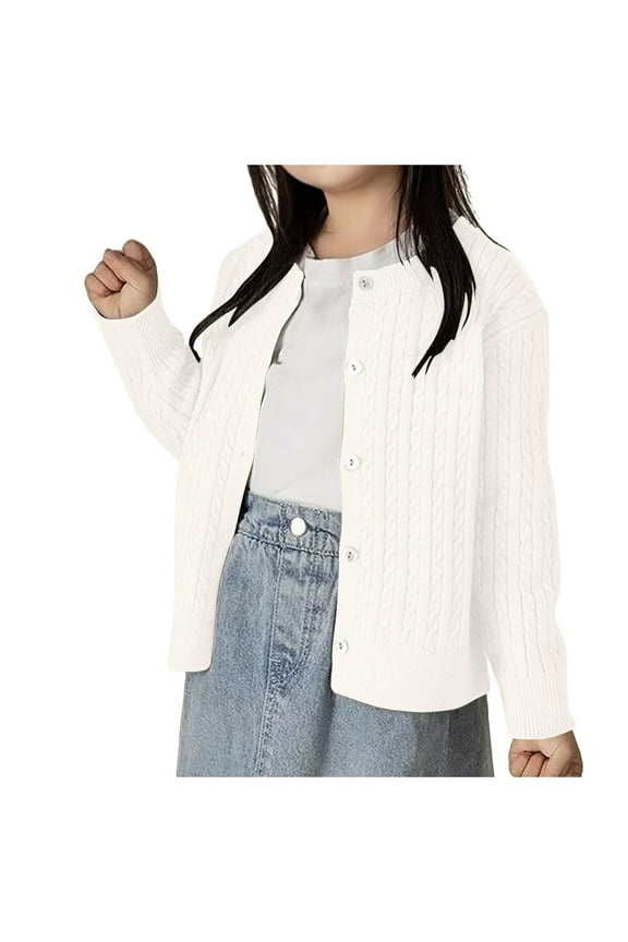 Girls Cardigan Sweaters 7-16 Boys Cardigan Striped Cable Knit Sweater Kids Casual Long Sleeve Shawl Collar Fall Clothes 4-14Y Coats For Girls