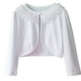 thumbnail image 1 of Girls Cardigans Shrugs, Girls' Shrugs Sweaters, Kids Long Sleeve Lace Cardigan Shrugs Button Closure Open Front Shrugs Cardigans Sweaters White 5-6T, 1 of 1