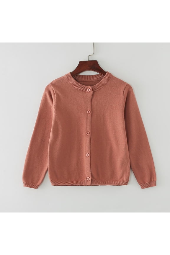 Girls' Cardigans Sweater Button Solid Long Sleeve Knit Sweaters girls school uniform girls uniforms