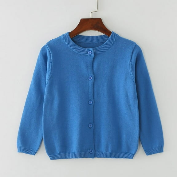 Girls' Cardigans Sweater Button Solid Long Sleeve Knit Sweaters toddler girl cardigan teen cardigan