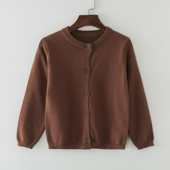 Girls' Cardigans Sweater Button Solid Long Sleeve Knit Sweaters white cardigan for girls navy blue cardigan