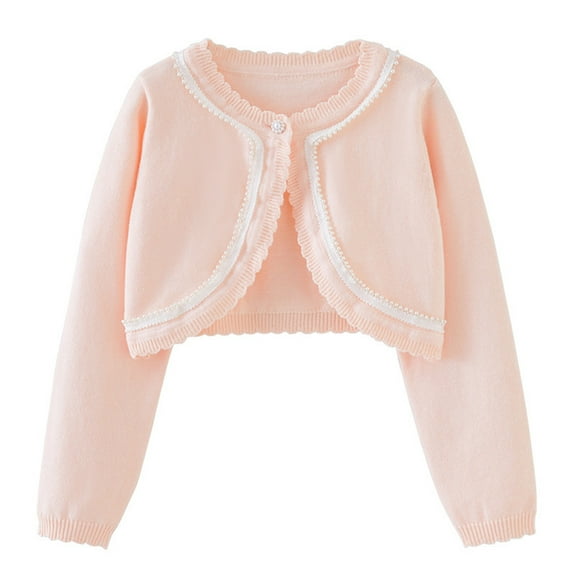 Girls' Cardigans Toddler Baby Girls Long Sleeve Knit Cardigans Jacket Cover up Sweater Pinks 2T
