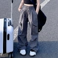 thumbnail image 1 of Girls Cargo Joggers Pants Grey Sweatpants Women Casual Shorts Casual Multi-Pockets Casual Cargo Jogger Pants Girls Cargo Pants 9-10 Years, 1 of 3