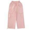 thumbnail image 1 of Girls Cargo Pants Slim Fit Baggy Pants Wide Leg Pink Cargo Pants with Pockets Kids Clothes Girls Size 11-12 Years, 1 of 8