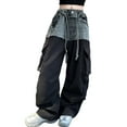 thumbnail image 1 of Girls Cargo Pants Casual Cargo Joggers High Elastic Waisted Black Cargo with Pockets Girls Summer Clothes 9-10 Years, 1 of 8