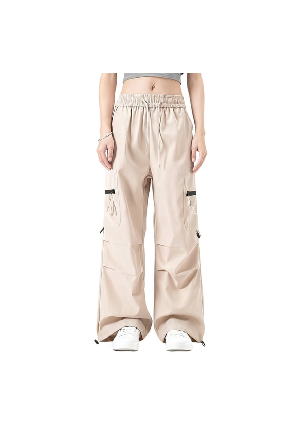 Women's Cargo Pants Casual Drawstring Jogger Sportswear Parachute Pants Long Pants for Women Army Green,Size L