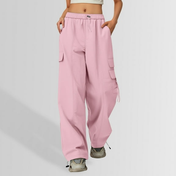 Girls Cargo Pants Classic Baggy Pants Stretch Elastic Waist Pink Cargo Pants with Pockets Girls Clothing Size L/155