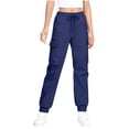 thumbnail image 1 of Girls Cargo Pants Drawstring Stretch Elastic Waist Sweatpant Loose Versatile Athletic Trousers, 1 of 4