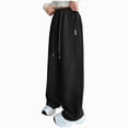 thumbnail image 1 of Girls Cargo Pants Elastic Waist Drawstring Parachute Pants with Pockets 6-12 Months 12-24 Months 2T 3T 4T 5T 6T 7T 8T 9T Children Black 10-11 Years, 1 of 5