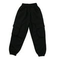 thumbnail image 1 of Girls Cargo Pants Fashion Cargo Jogger Pants Elastic High Waisted Black Cargo Pants with Pockets Kids Clothes Girls Size 11-12 Years, 1 of 9