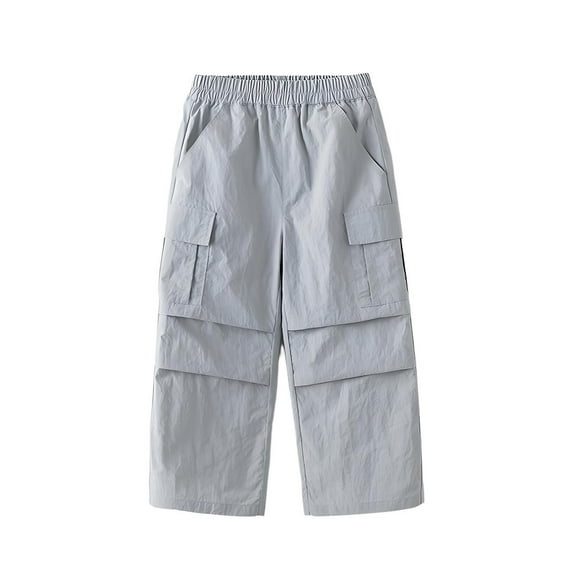 Girls Cargo Pants High Waisted Straight Leg Hiking Pants Baggy Casual Outdoor Trousers with Multi Pockets for 1-13 Years