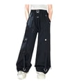 thumbnail image 1 of Girls Cargo Pants Lightweight Girls Elastic Waist Drawstring Pants Baggy Pants Girl Wide Leg Pants School Pants for Girls 8-9 Years, 1 of 6