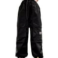 thumbnail image 1 of Girls Cargo Pants Loose Fit Baggy Cargo Pants Wide Leg Black Cargo with Pockets Girl Pants Size 5-6 Years, 1 of 9