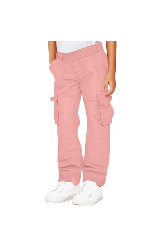 Girls' Cargo Pants Red Cargo Pants Elastic Waist Drawstring Boys Sports Pants Boys Joggers 11-12 Years