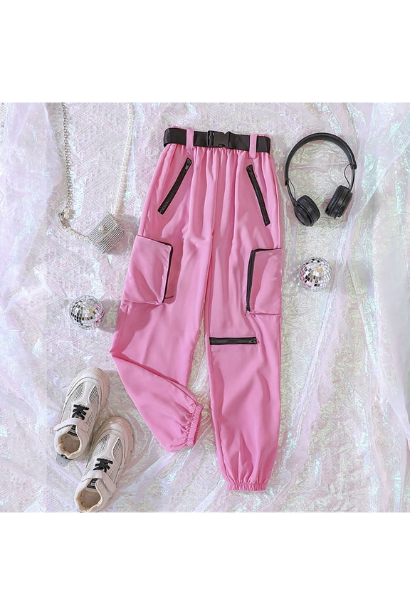 Girls' Cargo Pants Red Sweatpants Women Elastic Waist School Kids Boys Sports Pants Teen Girl Clothes 3T