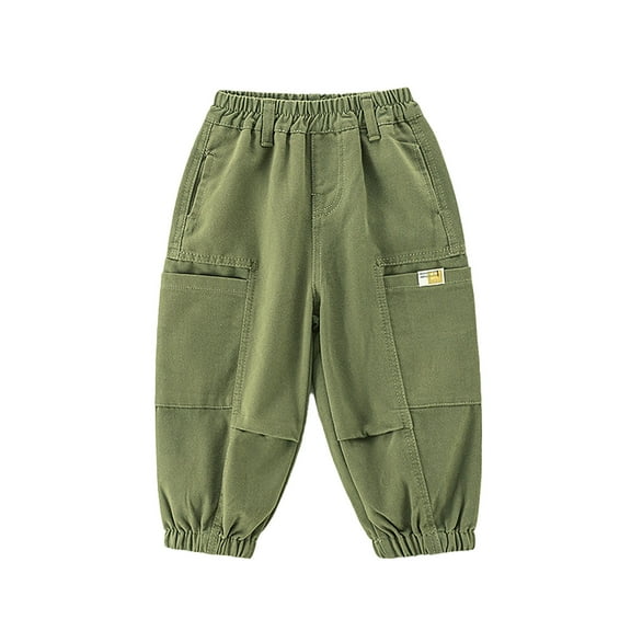 Girls Cargo Pants Relaxed Fit Baggy Pants Stretch Elastic Waist Green Cargo Pants with Pockets Girls Pants Size 5-6 Years