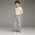 thumbnail image 1 of Girls Cargo Pants Relaxed Fit Cargo Joggers Straight Leg Grey Cargo Pants with Pockets Kids Clothes Girls Size 7-8 Years, 1 of 7