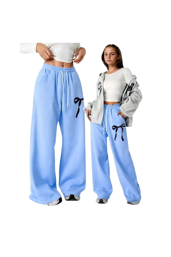 Girls' Cargo Pants Sky Blue Cargo Pants Elastic Waist Wide Leg Travel Pants Cargo Pants for Girls 4T