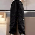 thumbnail image 1 of Girls Cargo Pants Slim Fit Cargo Joggers High Elastic Waisted Black Cargo with Pockets Girl Pants Size 5-6 Years, 1 of 8