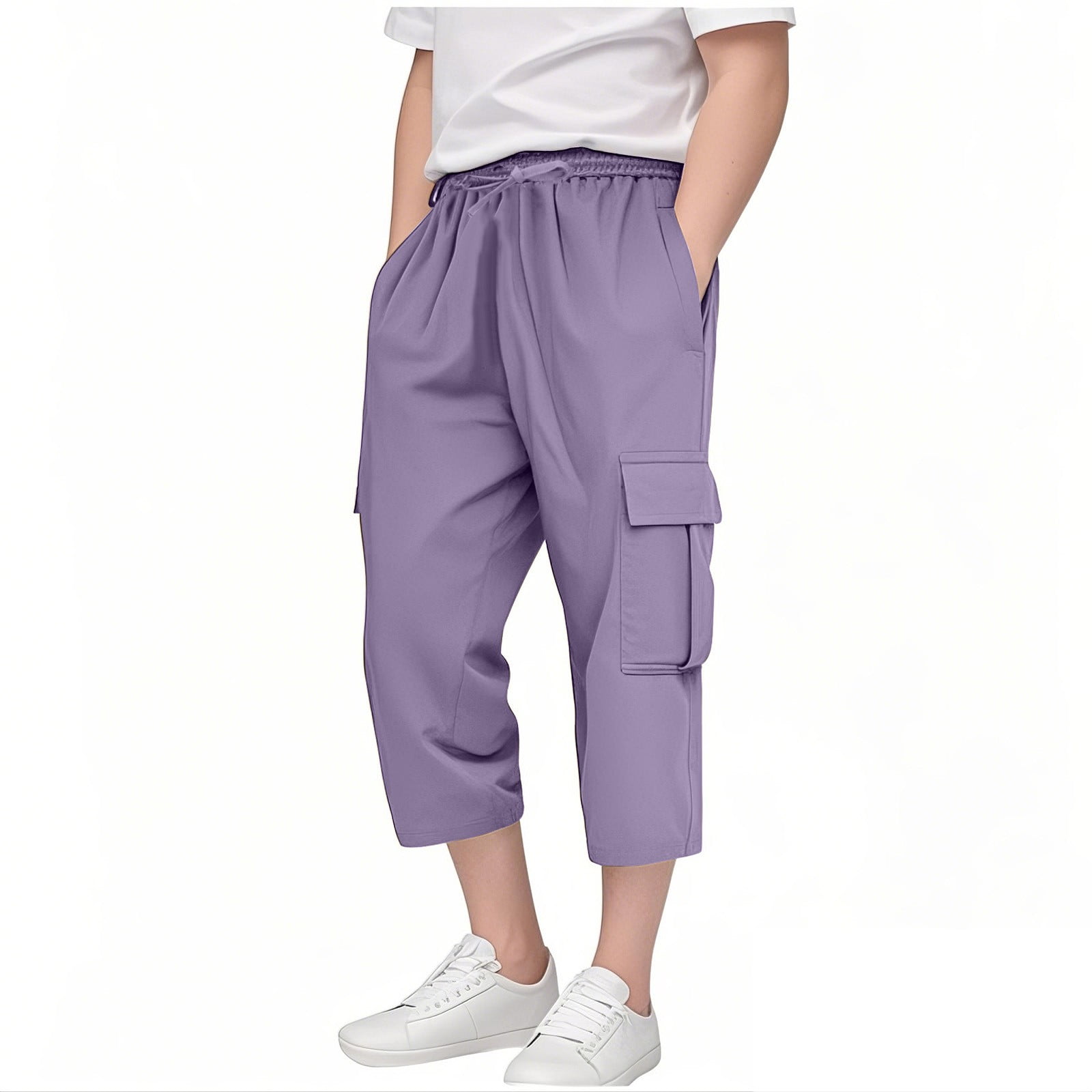 Girls Cargo Pants Slim Fit Jogger Pants for Girls Elastic High Waisted ...