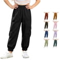 thumbnail image 1 of Girls Cargo Pants for Everyday Casual Summer Kids Solid Trousers with Practical Pockets for Little Lightweight Design Size 8-9 Years, 1 of 8