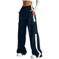 thumbnail image 1 of Girls Cargo Parachute Pants Button with Pocket Kids Hip Hop Dance Trousers High Waisted Button Y2k Cute Cargo Pants Clothes for Kids Navy 7-8 years, 1 of 6