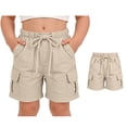 thumbnail image 1 of Girls Cargo Shorts Kids Drawstring Elastic Waist Baggy Shorts Toddler Multiple Pockets Short 11-12 Years, 1 of 4