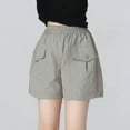 thumbnail image 1 of Girls Cargo Shorts Knee Length Wide Leg Bermuda Shorts Loose Casual Solid Elastic Waist Long Short Pants with Pockets, 1 of 3