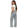 thumbnail image 1 of Girls Cargo Sweatpants Preppy Wide Leg Baggy Track Pants Teen Straight Leg Joggers Open Bottom Trousers with Pockets, 1 of 6