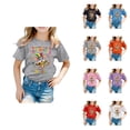 thumbnail image 1 of Girls Carnival Print Short Sleeve T-Shirt Colorful Festival Graphic Round Neck Top for Kids – 3/4 Sleeve Gradient Design Happy Carnival Outfits Toddler Boys Girls Crewneck Tees., 1 of 4
