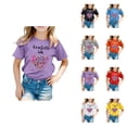 thumbnail image 1 of Girls Carnival Print Short Sleeve T-Shirt Colorful Festival Graphic Tee for Kids Comfortable Round Neck Top, 1 of 4