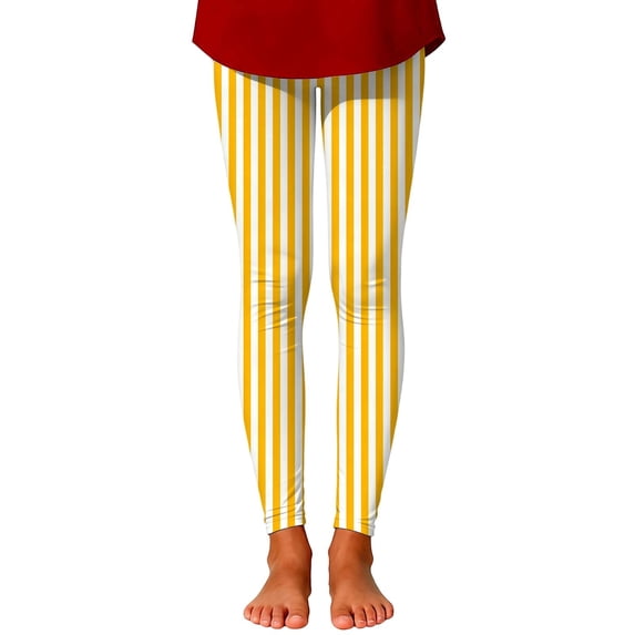 Girls Carnival Print Striped Leggings Fashion Athletic Casual Base Layer Pants Yellow 3 Years-4 Years