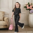 thumbnail image 1 of Girls Carnival Sequins 2-Piece Outfit – Short Sleeve Top & Flared Pants Set (7-13 Years), 1 of 3