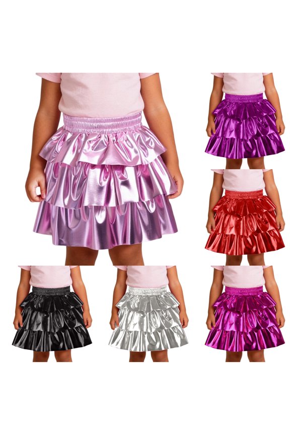 Girls Carnival Tutu Skirt with Glitter Sequins Three Tier Layered Cake Design Party Wear Girl Skirt