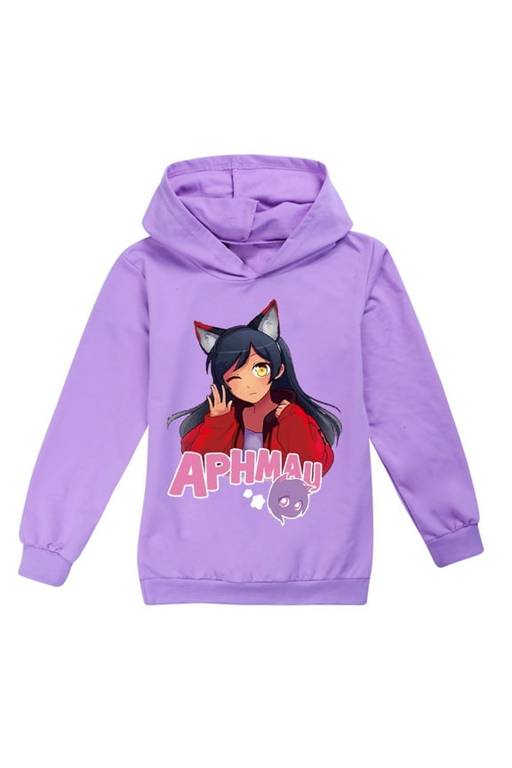 Girls Cartoon Aphmaus Hoodie Anime Tops Pullover Toddler long Sleeve Sweatshirt Cute Jumper 4-13 Years
