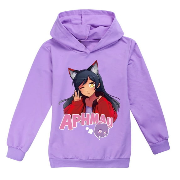 Girls Cartoon Aphmaus Hoodie Anime Tops Pullover Toddler long Sleeve Sweatshirt Cute Jumper 4-13 Years