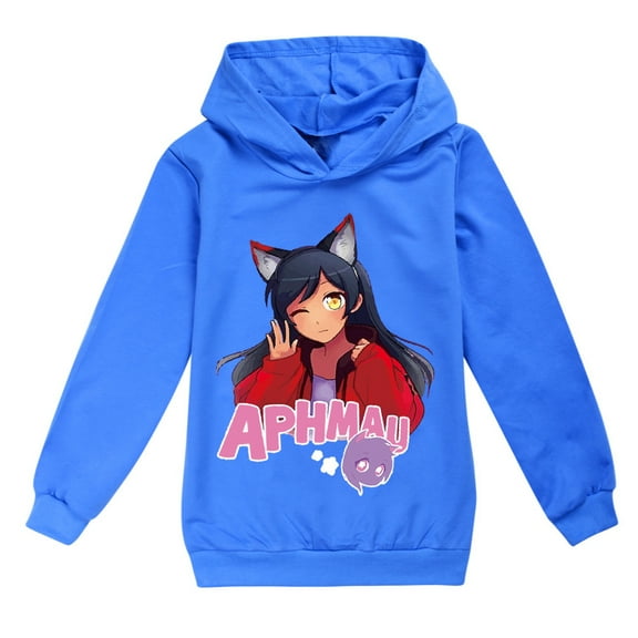 Girls Cartoon Aphmaus Hoodie Anime Tops Pullover Toddler long Sleeve Sweatshirt Cute Jumper 4-13 Years