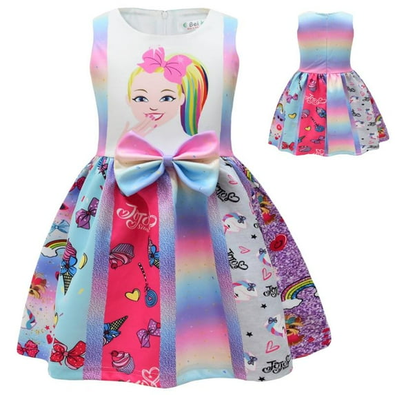 Girls Cartoon Casual Dress Kids Unicorn Sleeveless Summer Party Dress