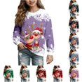 thumbnail image 1 of Girls' Cartoon Deer Head Crew Neck Long Sleeve Sweatshirt (2Y 14Y) Crop Hoodie 2-3 Years, 1 of 4