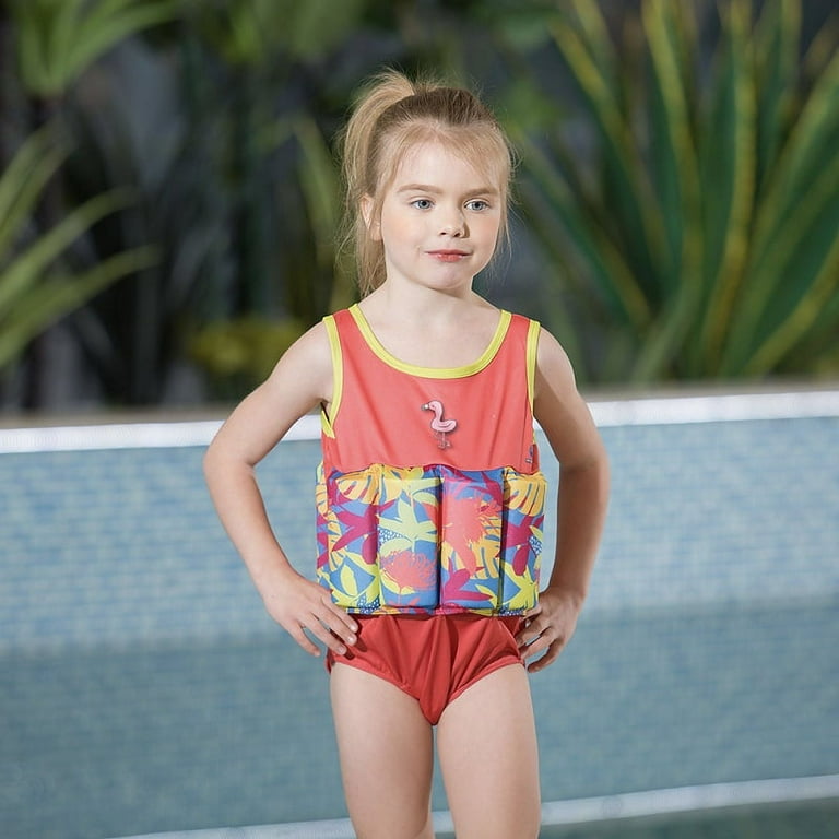 Toddler Swmming Floatsuit Cherry Swimwear with Arm Floaties 