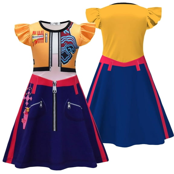 Girls Cartoon Heroine Costume Dress Cosplay Skirt Outfit for Halloween Party Role Play, 4-5Y