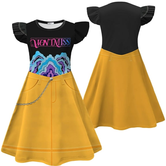 Girls Cartoon Heroine Costume Dress Cosplay Skirt Outfit for Halloween Party Role Play, 7-8Y