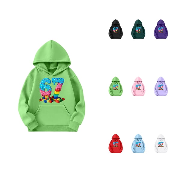Girls Cartoon Ice Cream Print Hooded Sweatshirt, Long Sleeve Pocket Pullover Top for Teen Girls, Cute Preppy Oversized Casual Outerwear, 2-12 Years