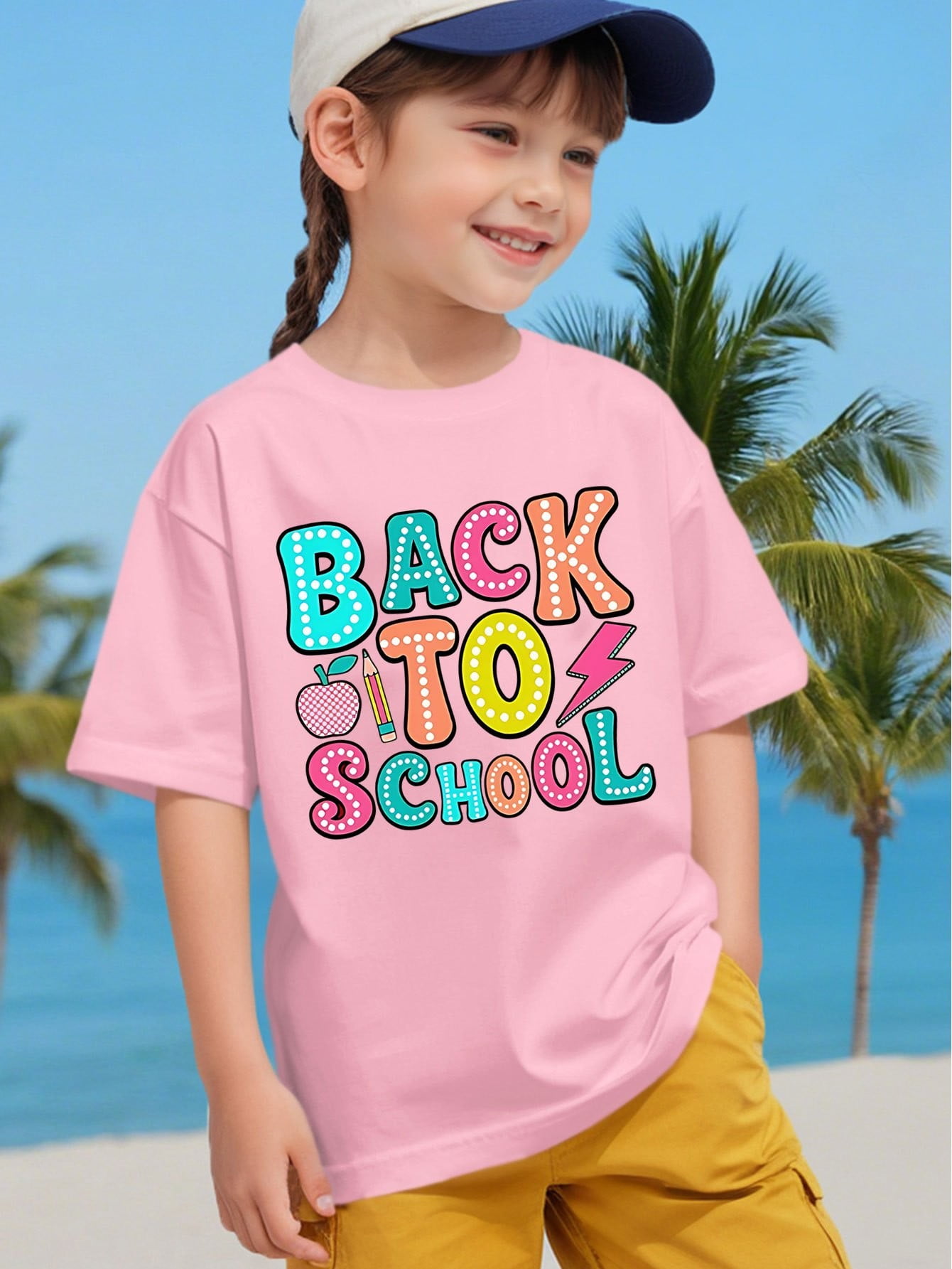 Girls' Cartoon Print T-Shirt - Short Sleeve Casual Summer Top with ...