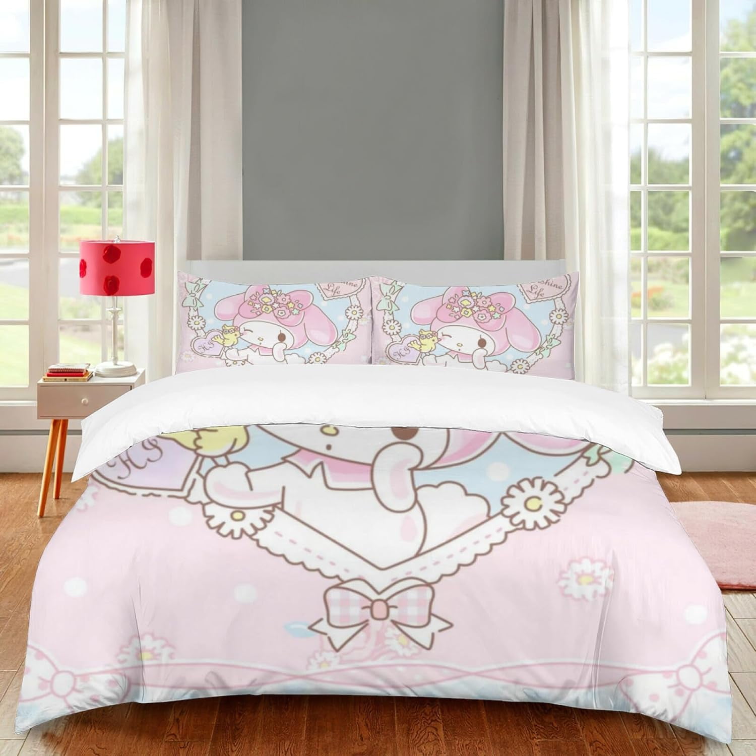 Girls Cartoon Wink Bedding Set Twin Size Kids Pink Comforter for Kids