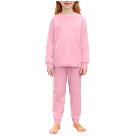 Girls Casual 2 Pieces Lounge Sets Long Sleeve Shirts Loose Straight Leg Pants Kids Comfy Soft Spring Fall Outfits 5-16 Years